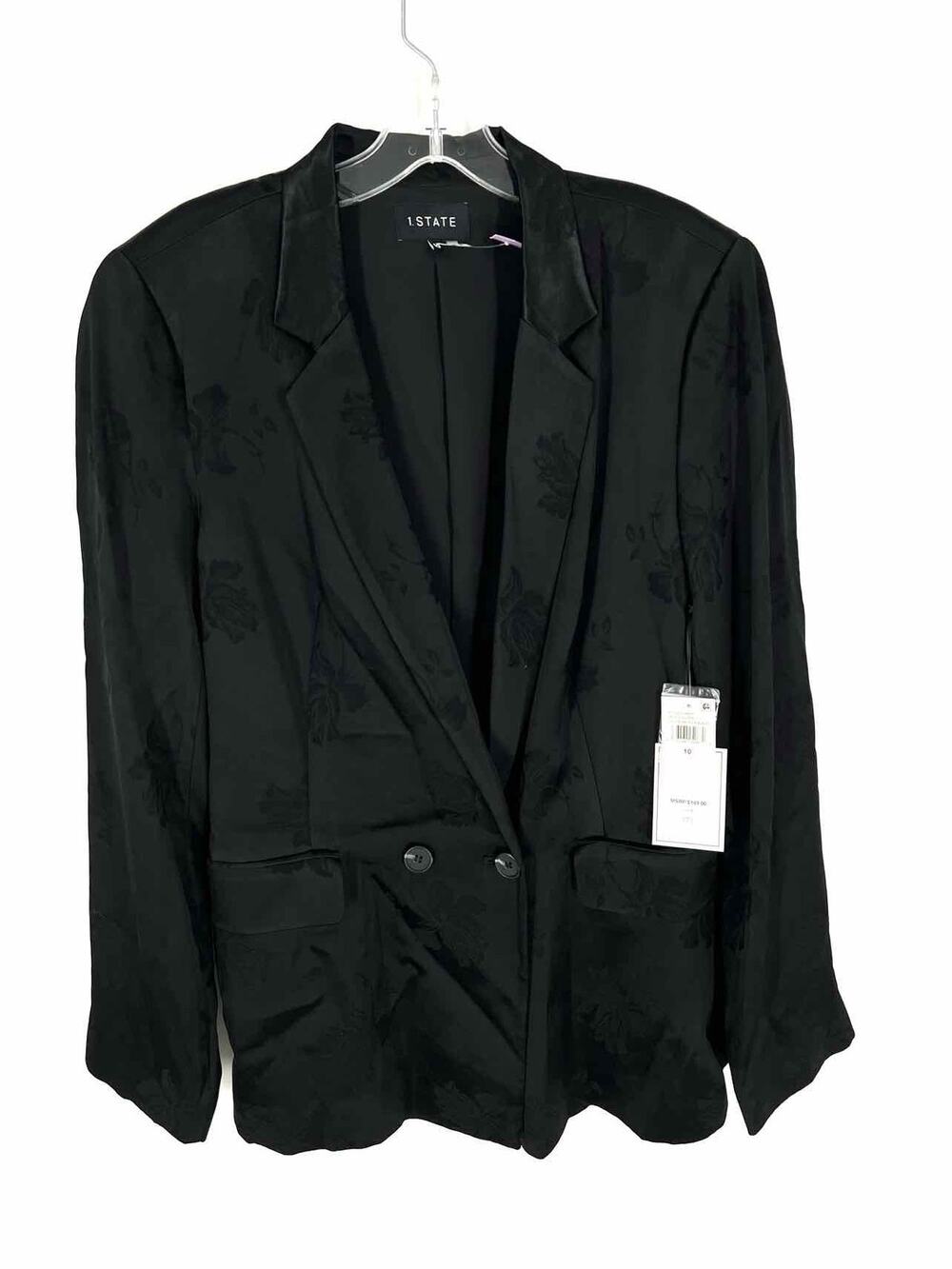 1. State Size 10 Black Floral Satin NEW Designer Blazer